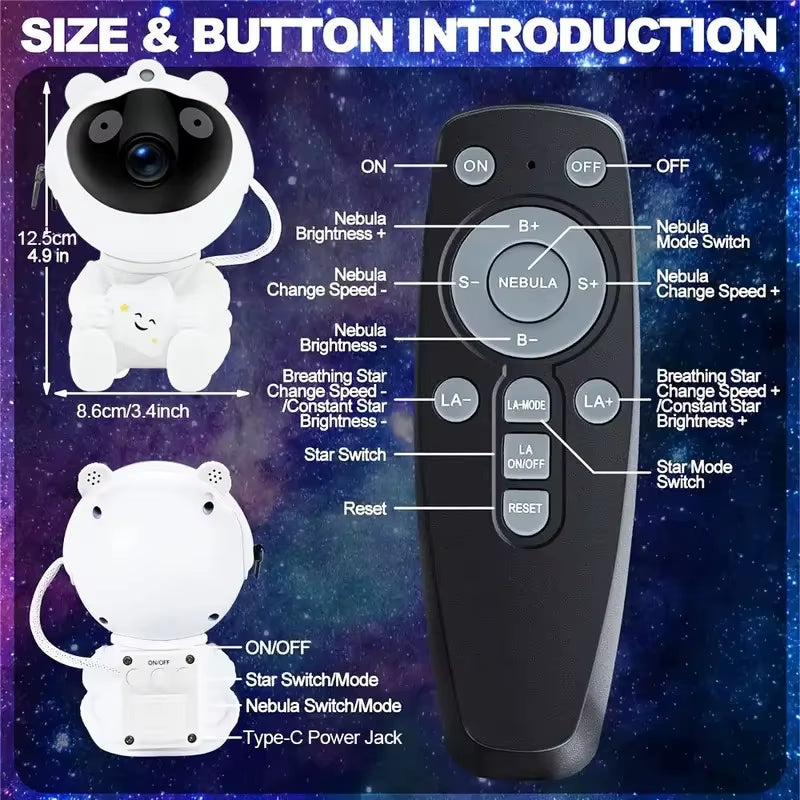 Galaxy Projector Astronaut Nebula Projector with Remote Night Light for Adults Children Playroom Home Theater Ceiling Xmas Gift